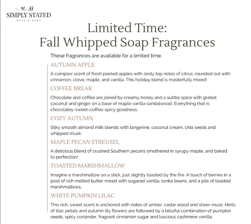 Whipped Soaps (fall fragrances)
